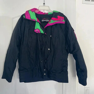 Vintage Retro Neon 80s 90s Snuggler Ski Fantasy Snow Jacket Ladies Sz M
